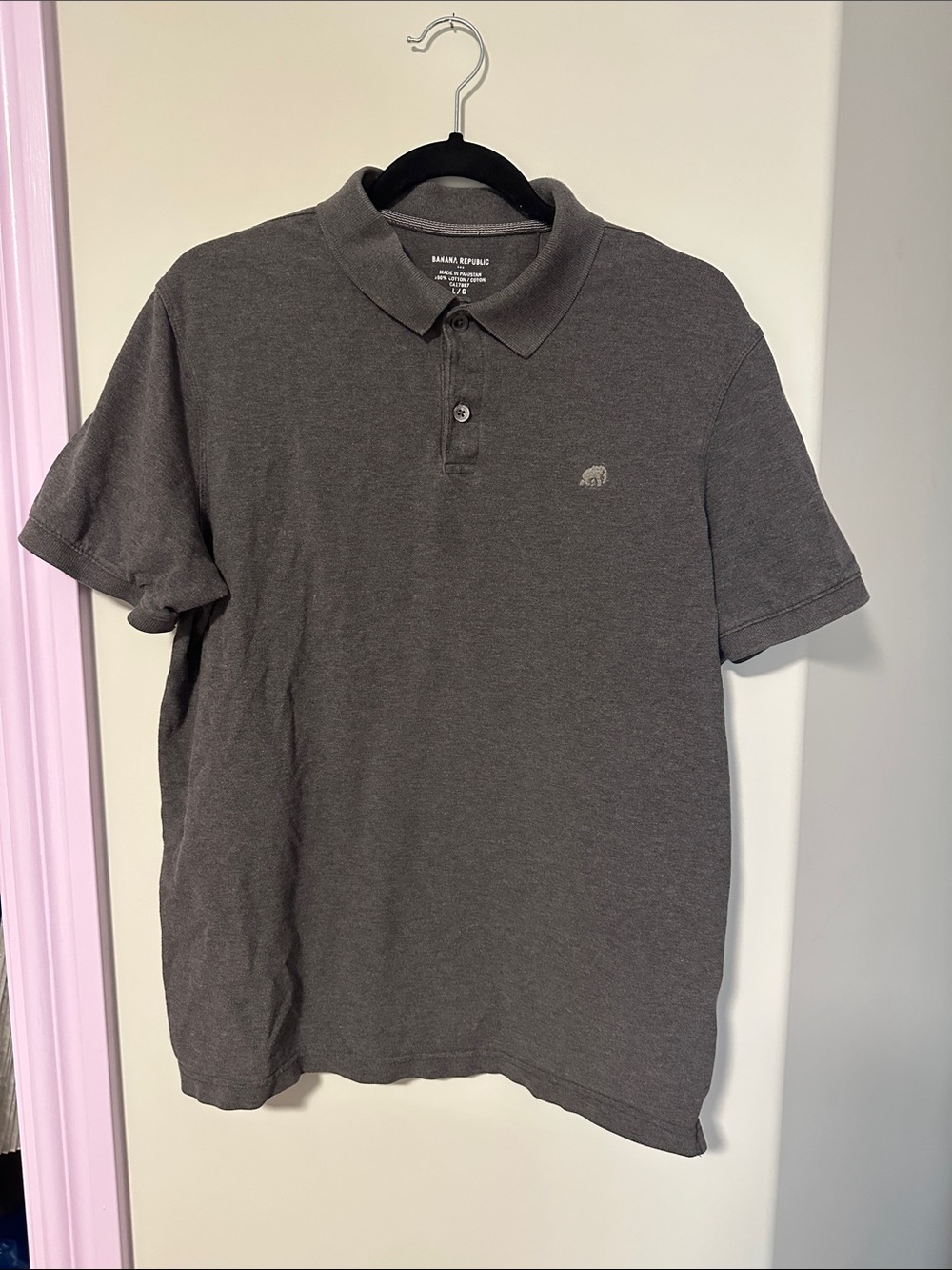Banana Republic Men’s Short-Sleeve Polo — Charcoal